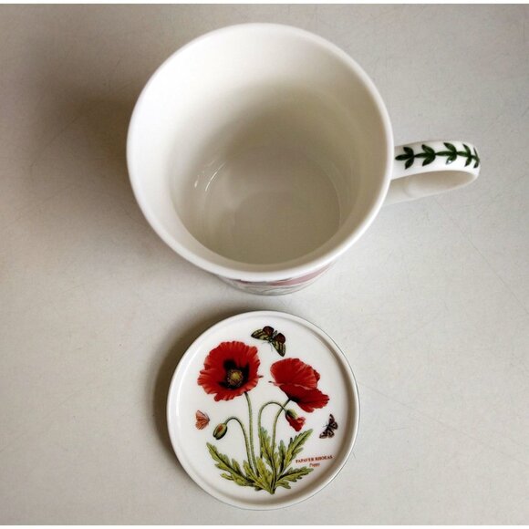 Portmeirion Botanic Garden Red Poppy Mug & Coaster Set Porcelain for Coffee Tea - Picture 3 of 11